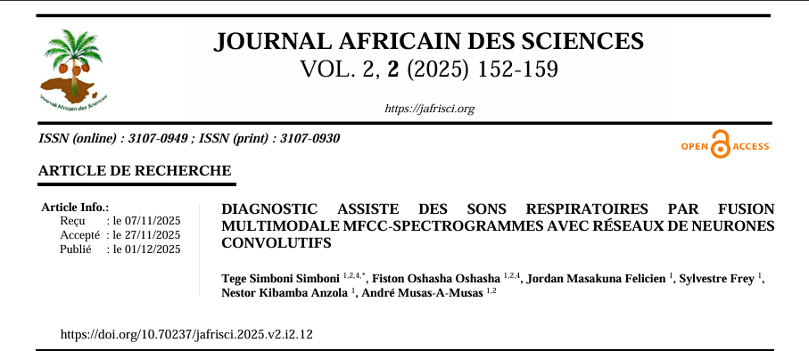 DIAGNOSTIC ASSISTE DES SONS RESPIRATOIRES PAR FUSION MULTIMODALE MFCC-SPECTROGRAMMES AVEC RÉSEAUX DE NEURONES CONVOLUTIFS